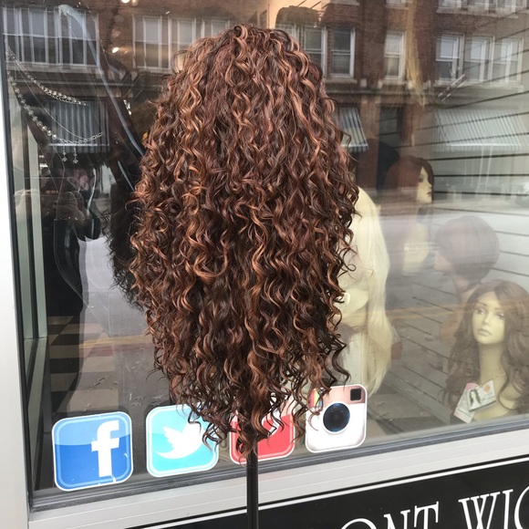 Brown Curly Wig Lacefront Human hair Blende Wig - Picture 2 of 8